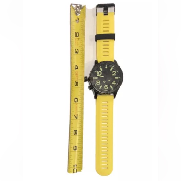Watch Band 25mm Yellow Blk Silicone Rubber Replacement Nixon 51-30 Strap Garmin - Picture 2 of 11